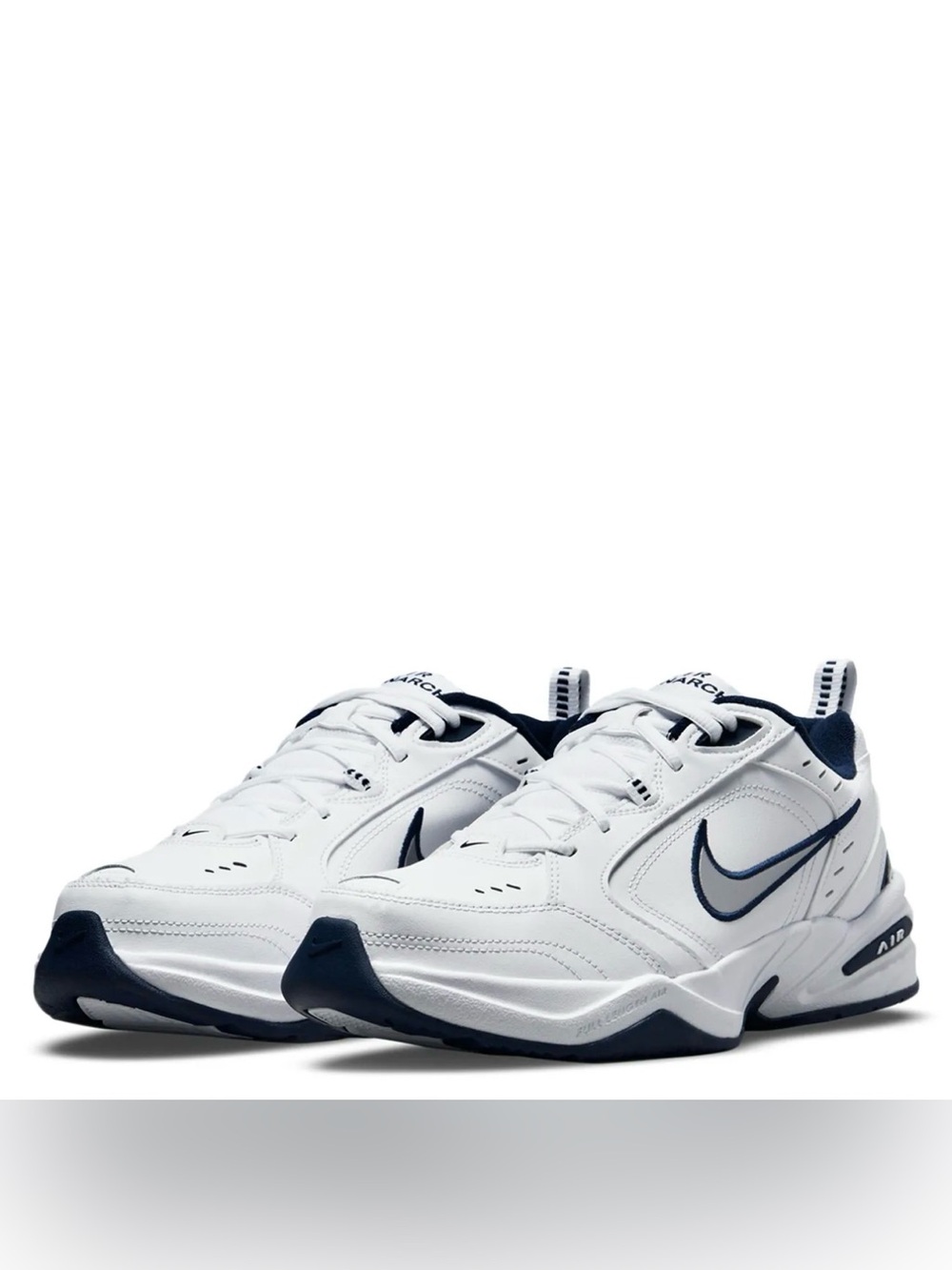 Nike Air Monarch IV Men’s White and Navy Low-Top Running Sneakers